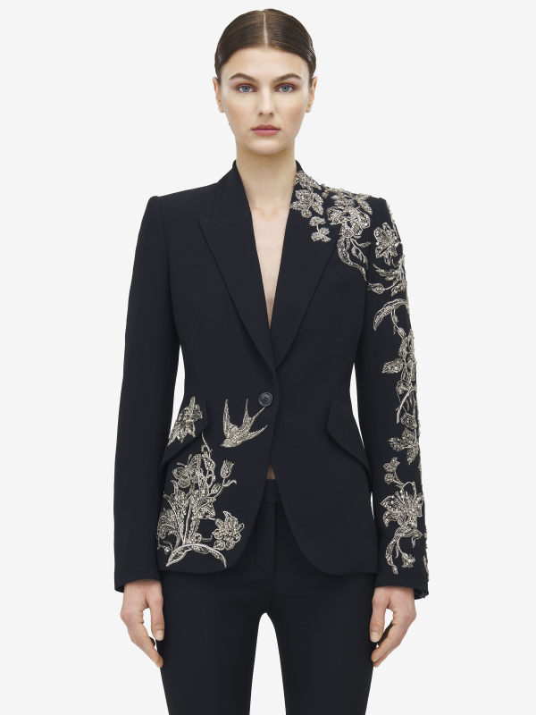 ALEXANDER MCQUEEN - Silver Tattoo Embroidery Jacket - Item 840256QZAPO1000